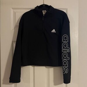 Adidas Black and White Logo Quarter-Zip Top